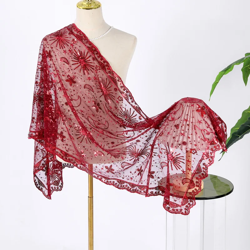 Womens Star Moon Embroidered Shawl Bridal Wedding Evening Dress Wrap Cheongsam Outer Shawl
