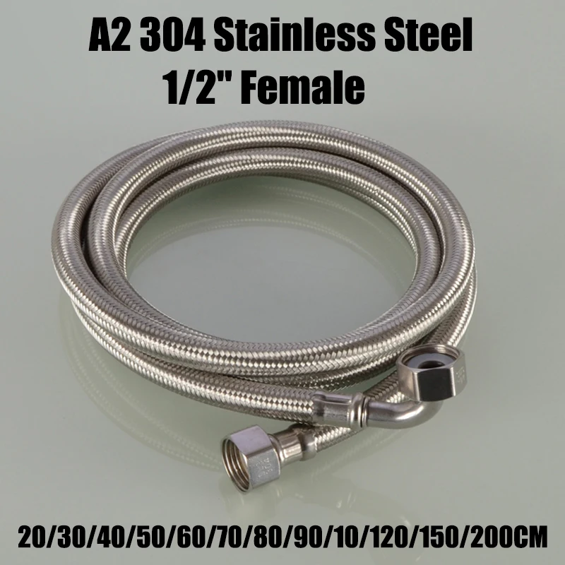 

A2 304 Stainless Steel Braided Fuel Hose Line Pipe Metal 1/2" Female 20CM - 2M