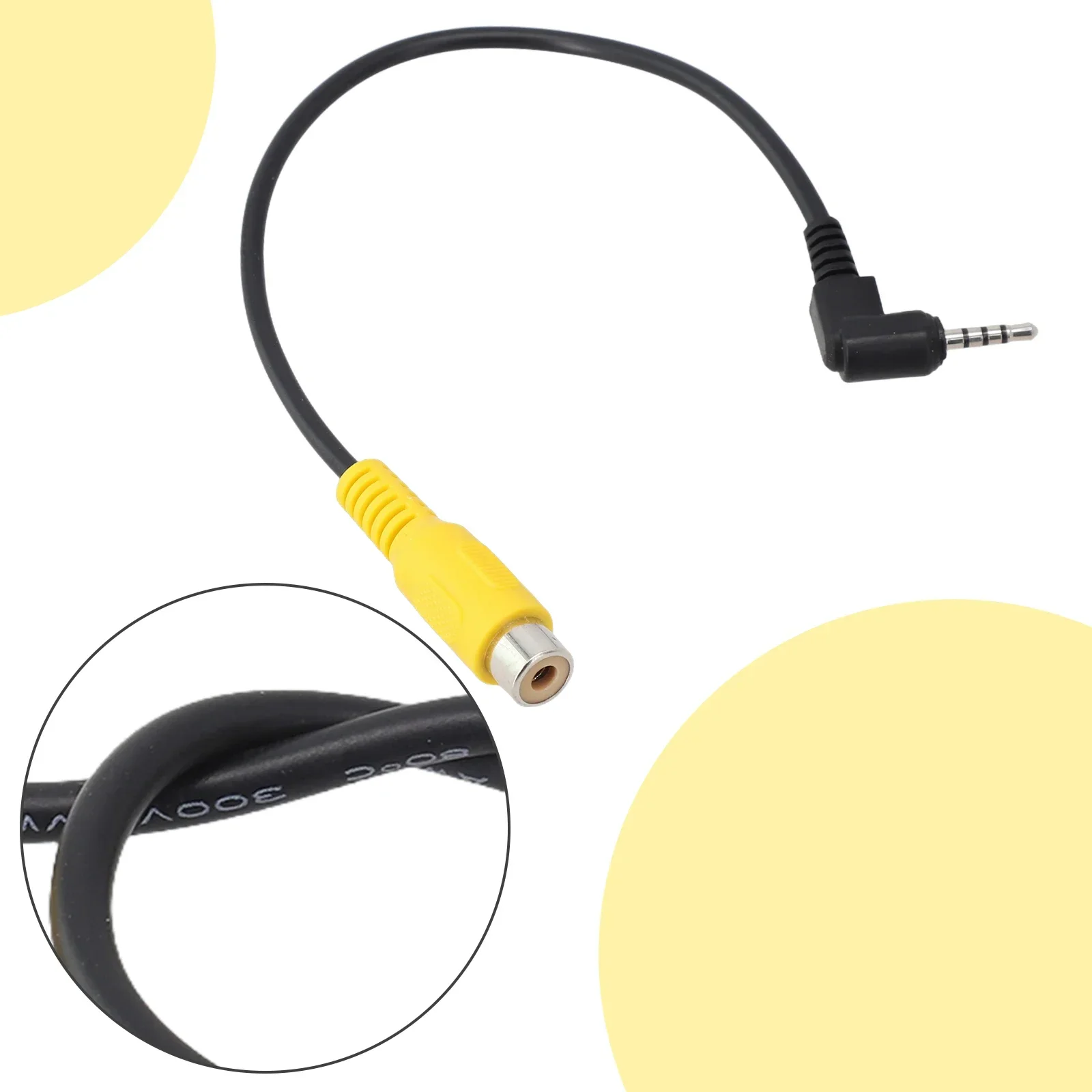 

Car AV Input Converter Cable Reverse Motorcycles Parking Camera Navigation Machine Rear View 20cm AV-IN 2.5 Mm