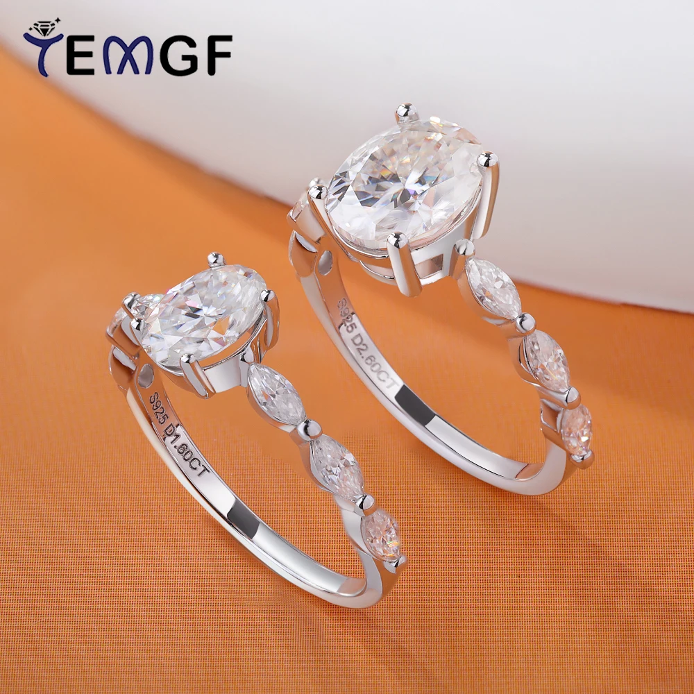 

Кольца TEMGF с муассанитом, стерлинговое серебро S925, основной камень 1/2CT, свадебное обручальное кольцо для женщин