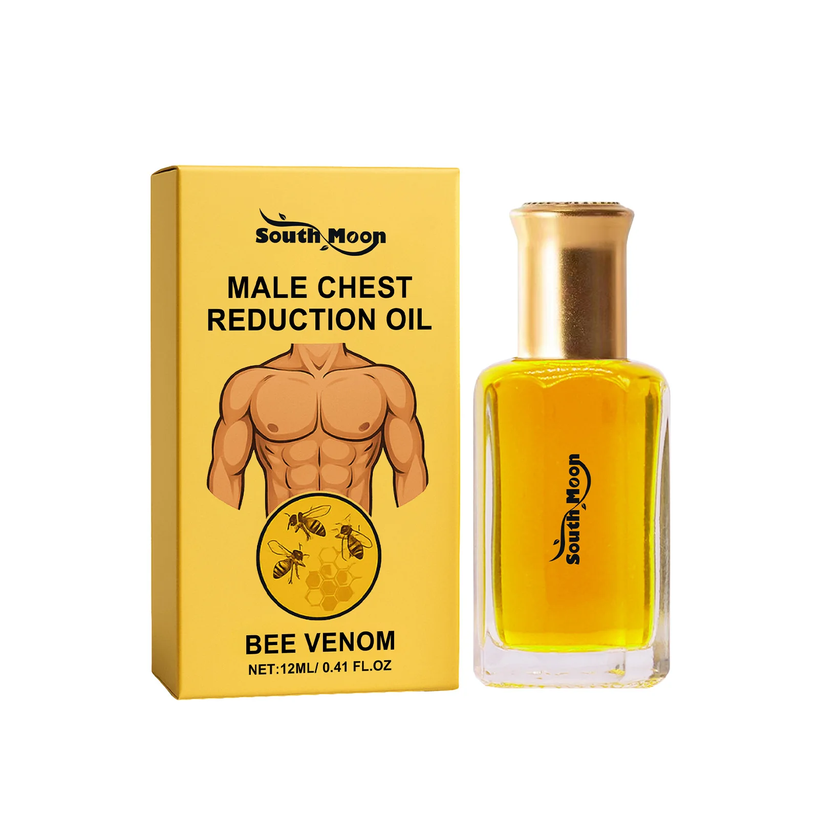 Men's Chest Care Oil Nourishing Care for Men's Chest, Firm Contour, Comfortable Massage Oil