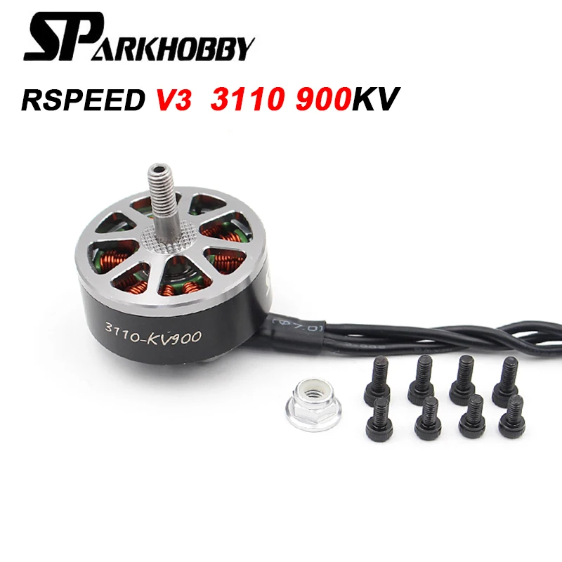 

Бесщеточный двигатель SPARKHOBBY RSPEED V3 3110 900KV FPV 3 ~ 6S Lipo 5 мм полый вал для 8-9-дюймового пропеллера радиоуправляемых FPV дронов дальнего радиуса действия