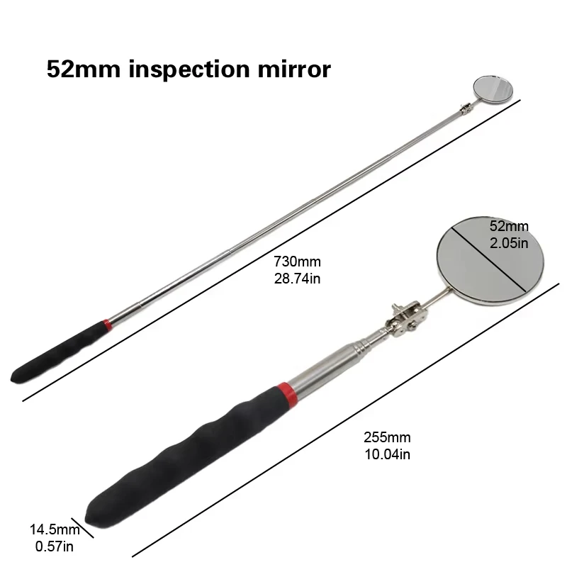 Universal Auto Repair Telescopic Bottom Inspection Mirror 360° Rotating Reflector 52mm Folding Detection Mirror Tool Accessory