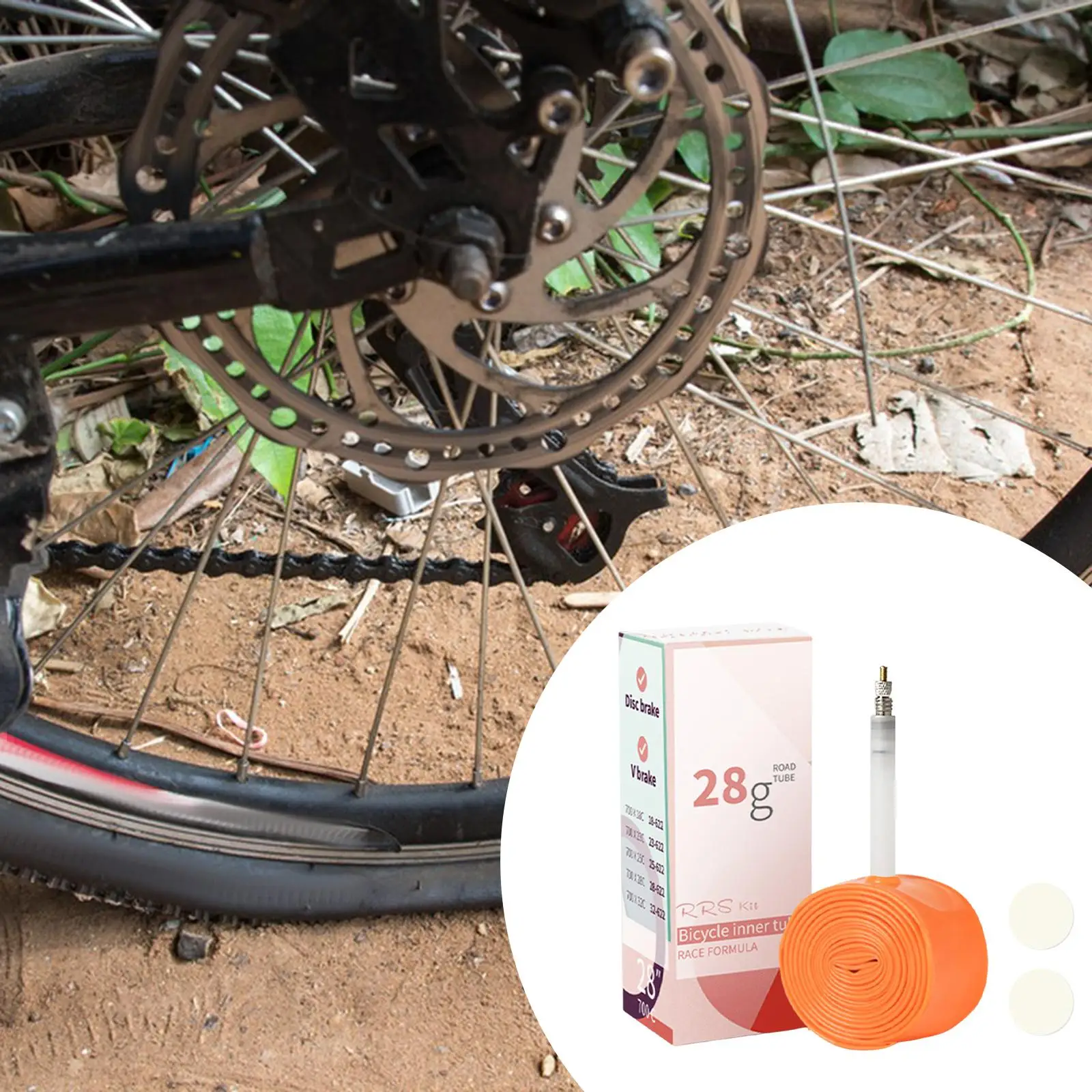 الأنبوب الداخلي للدراجة مع صمام، إصلاح مضاد للثقب، خفيف الوزن، مقاوم للصدمات، إطار احتياطي للدراجة مع رقع الإطارات يحل محل الركوب #2