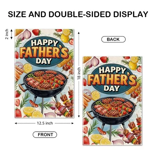 Happy Father’s Day Garden Flag Double-Sided 12x18 Inch, BBQ Grill Outdoor Dec... YYZ