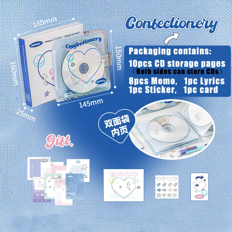 20 Capacity Hard CD Case Holder Kpop Idol Album Binder Organizer Portable Carrying DVD Binder Kawaii Home Albums Organizer