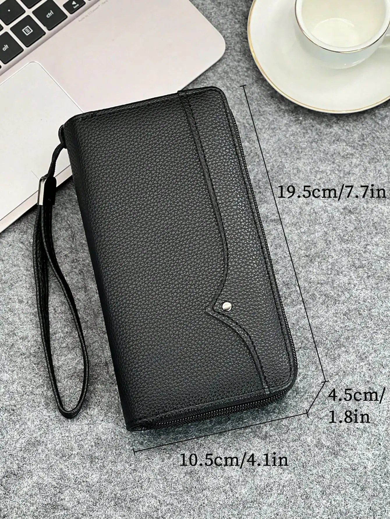 Fashion Simple Business Men\'s Clutch Bag Double Zipper Large Capacity Multi Card Slot Portable Wristlet Bag