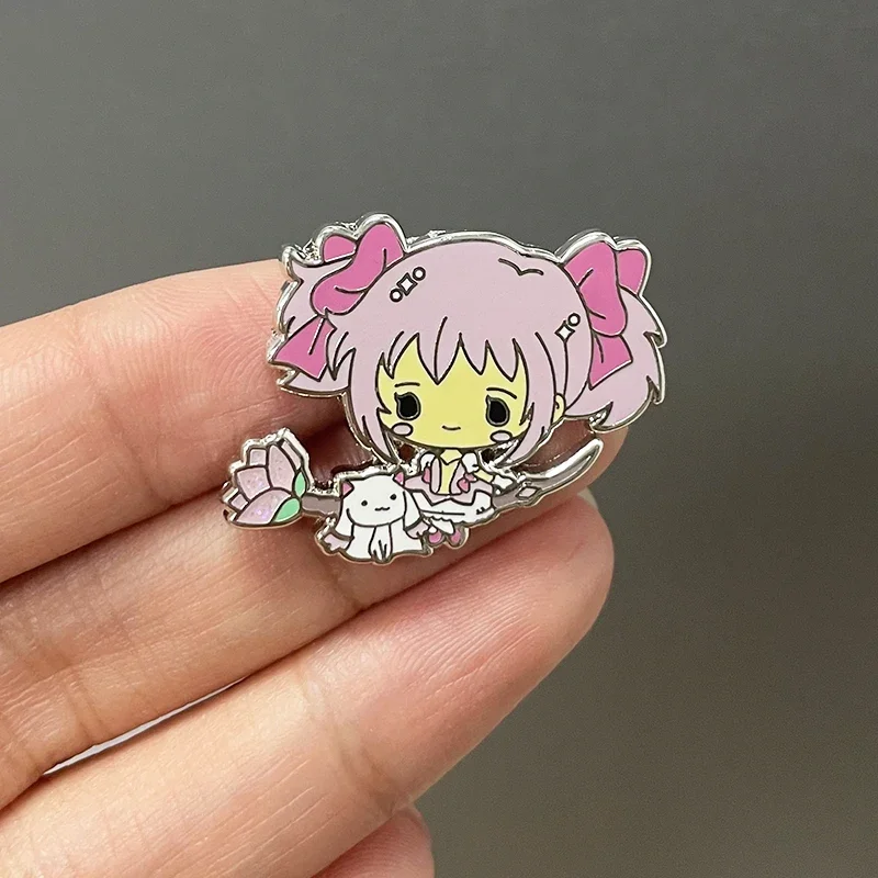 Puella Magi Madoka Magica Magic Kyubey Cat Anime Girl Enamel Pin Badge Medal Brooch