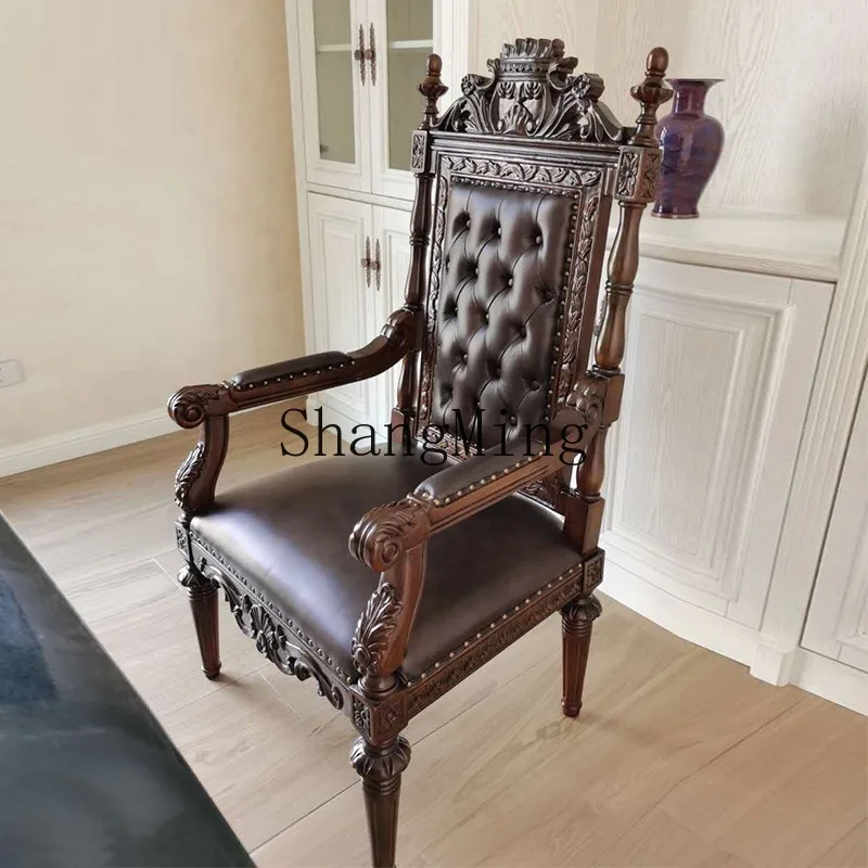 

ZHB Solid Wood Book Chair Boss Leisure Living Room Balcony Model Room Sales Office High-end Luxury Negotiation Chair G