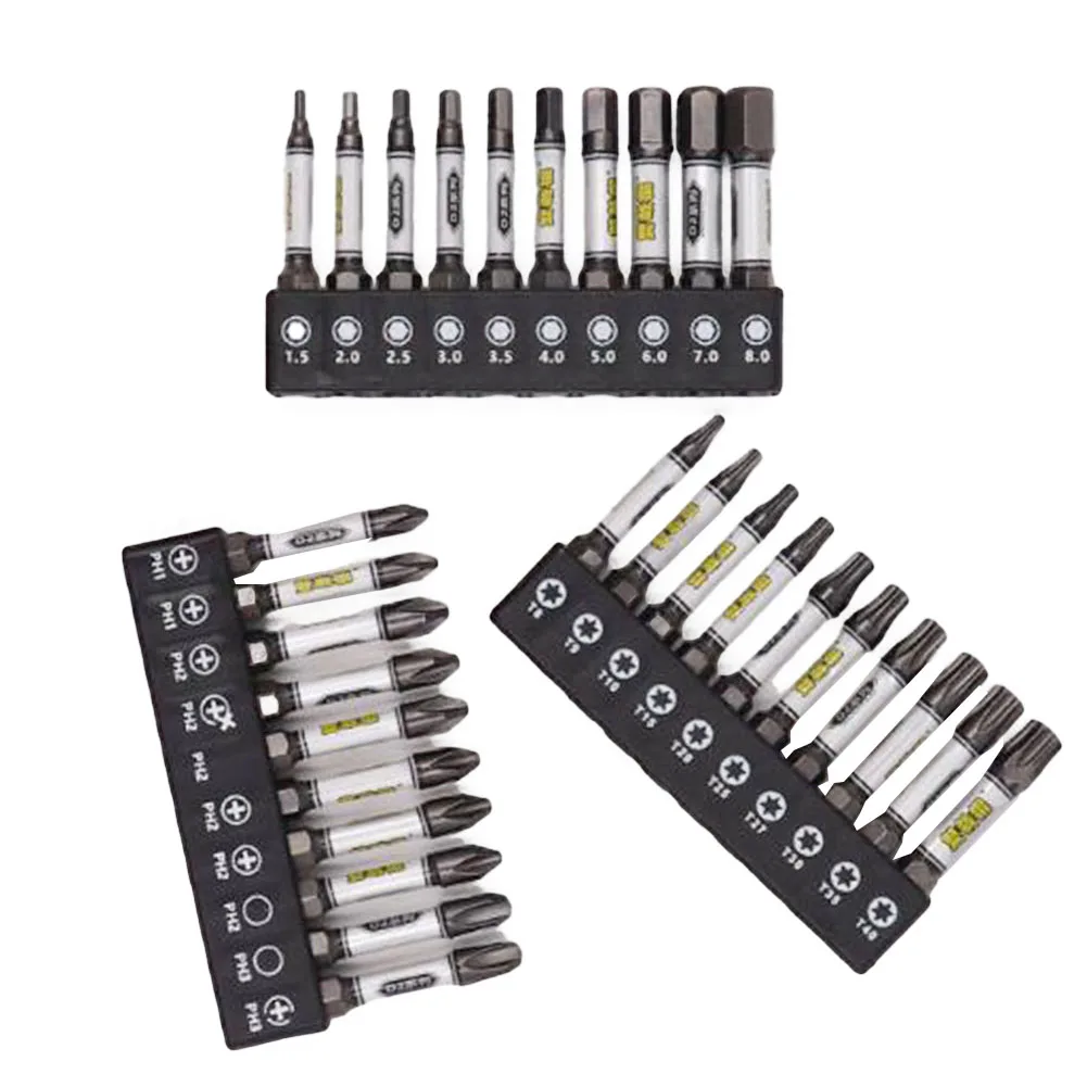 1/4 ไขควงชุด Bit Magnetic Impact Cross หกเหลี่ยม Torx พร้อมผู้ถือ Bit Anti Slip เครื่องมือไฟฟ้าสําหรับเครื่องใช้ในครัวเรือน