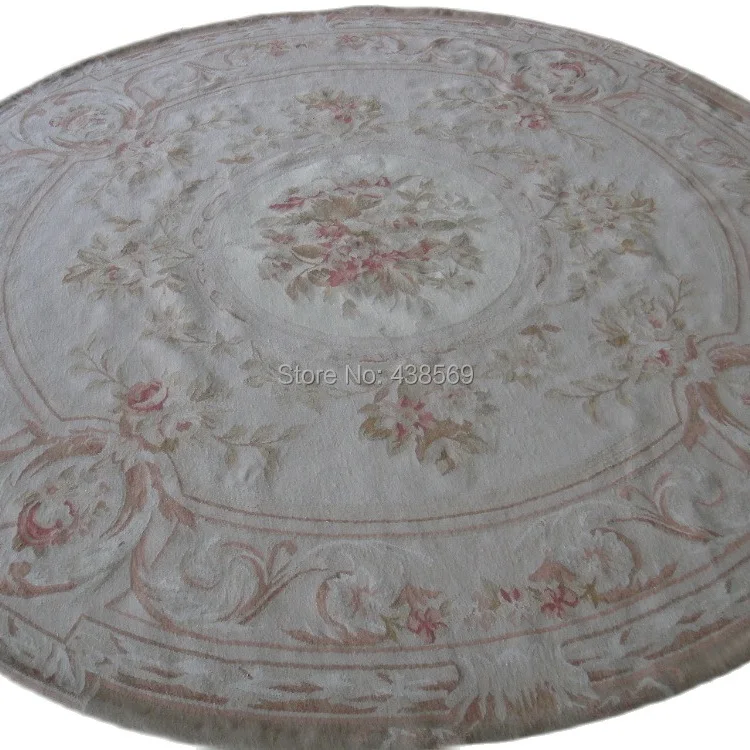 

Free shipping 8'X8' Round French Aubusson Roses Wool Needlepoint Area Rug New Store Openning