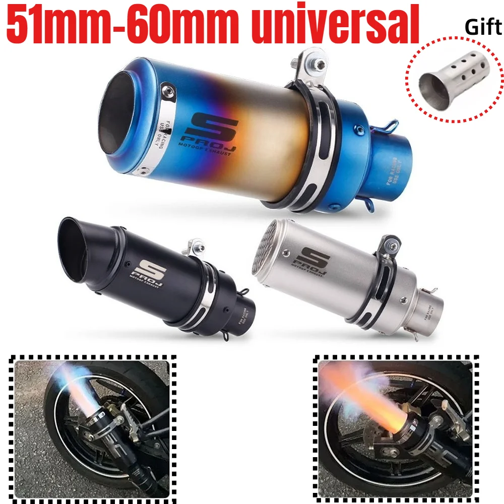 أنبوب عادم SC معدل 51 مم/60 مم لـ R3، GY6، R1، GSX، R125، MT07، Z125، Z250 مع أنبوب عادم DB Killer المعدل
