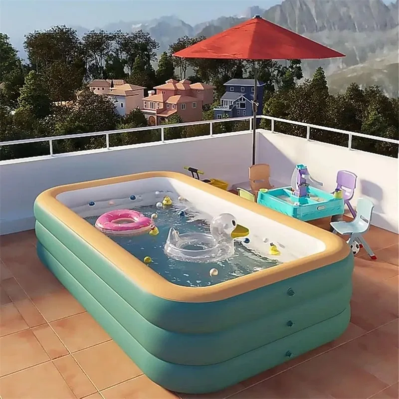 

Надувной бассейн для водных вечеринок на открытом воздухе, бассейн для взрослых и детей, прямоугольный складной бассейн для развлечений на заднем дворе