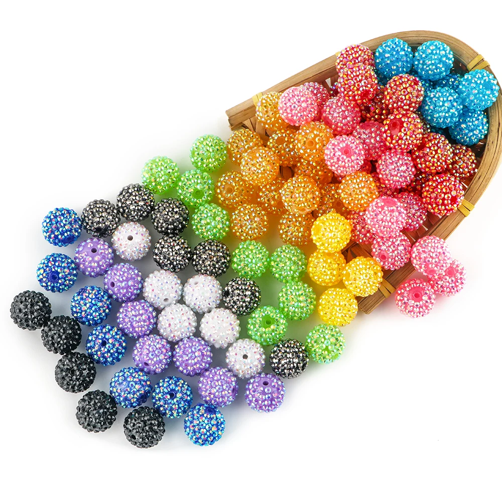 14mm 16mm 20mm Resin Bayberry Ball Rhinestone Beads Fashion Loose Spacer Beads For Jewelry Making Clothing Decoration Accessory