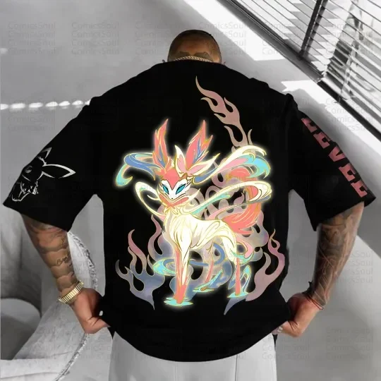 

2026 New 2 Clone Gym Pokemon Animation 3D Print Quick Dry Quality Male/Female Adult Kids Top Base Short Sleeve T-shirt