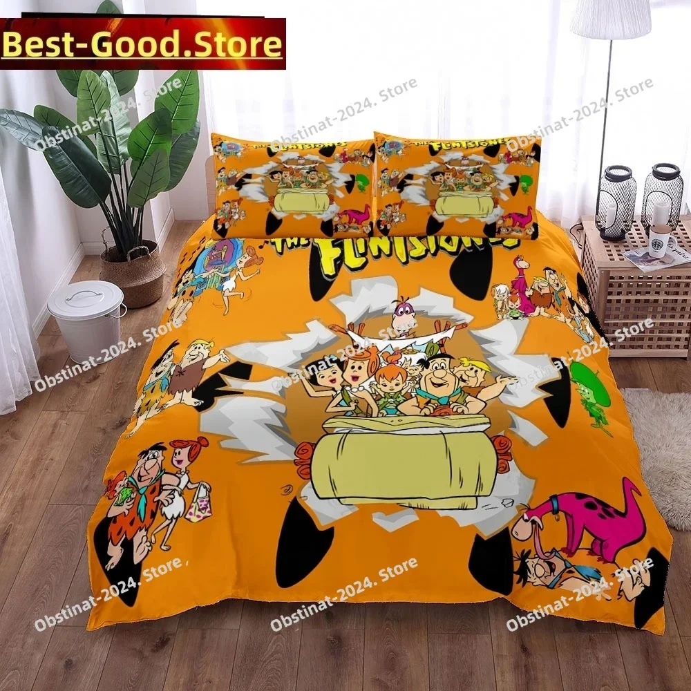 

Top Anime The Flintstone Bedding Set Printed single Comforter Quilt Bed Cover Duvet Cover Pillow Case 3 Pieces Kids Adult Size