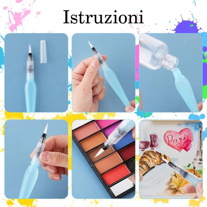 أقلام فرشاة وألوان مائية ، أقلام فرشاة مائية قابلة لإعادة الملء ، لوحات فنية ، سهلة التركيب ، 6 144