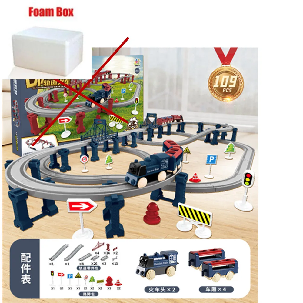 Rail Car Christmas Rail Car DIY Assembly Electric Rail Train Toy Model Train Set Educational Toy For Children