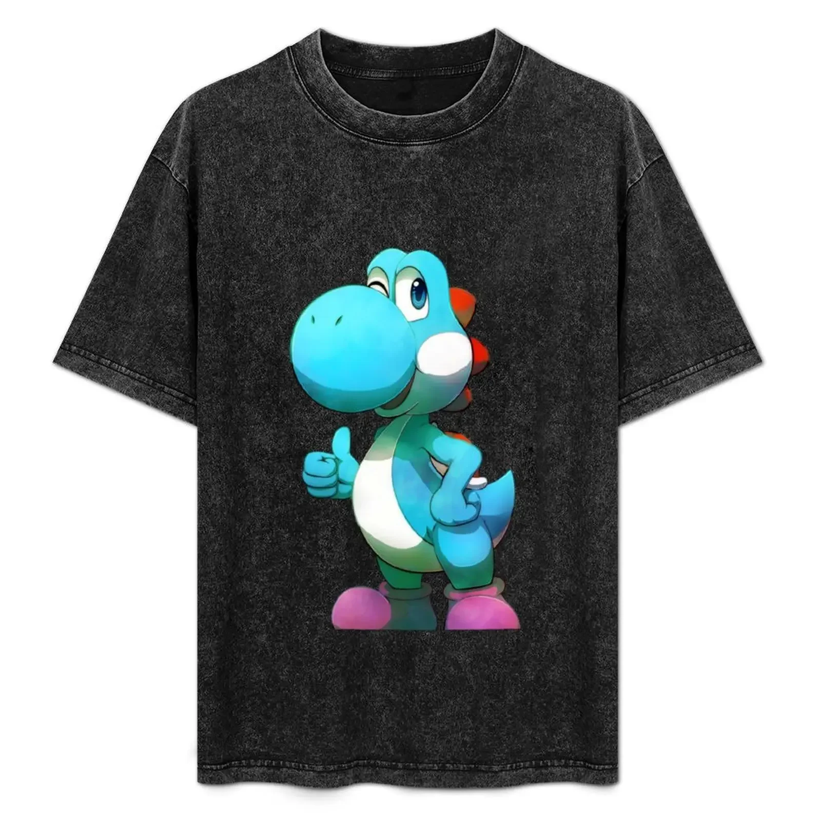 

cute blue yosh dino T-Shirt cotton graphic tees valentines clothes oversized graphic tee plain t shirts men