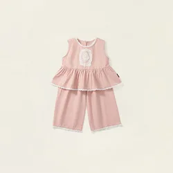 Milan cel neue Sommer Kinder Kleidung Set Mädchen süße Spitze lose bequeme Anzug Kinder schöne ärmellose Top 2pcs