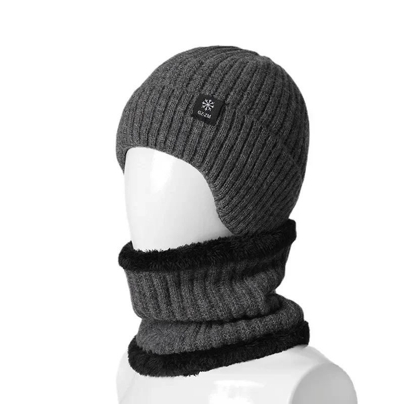 Gorro térmico de lana para hombre, pasamontañas de lana, calentador de cuello, cubierta de cabeza táctica militar, gorros de punto, gorro de invierno