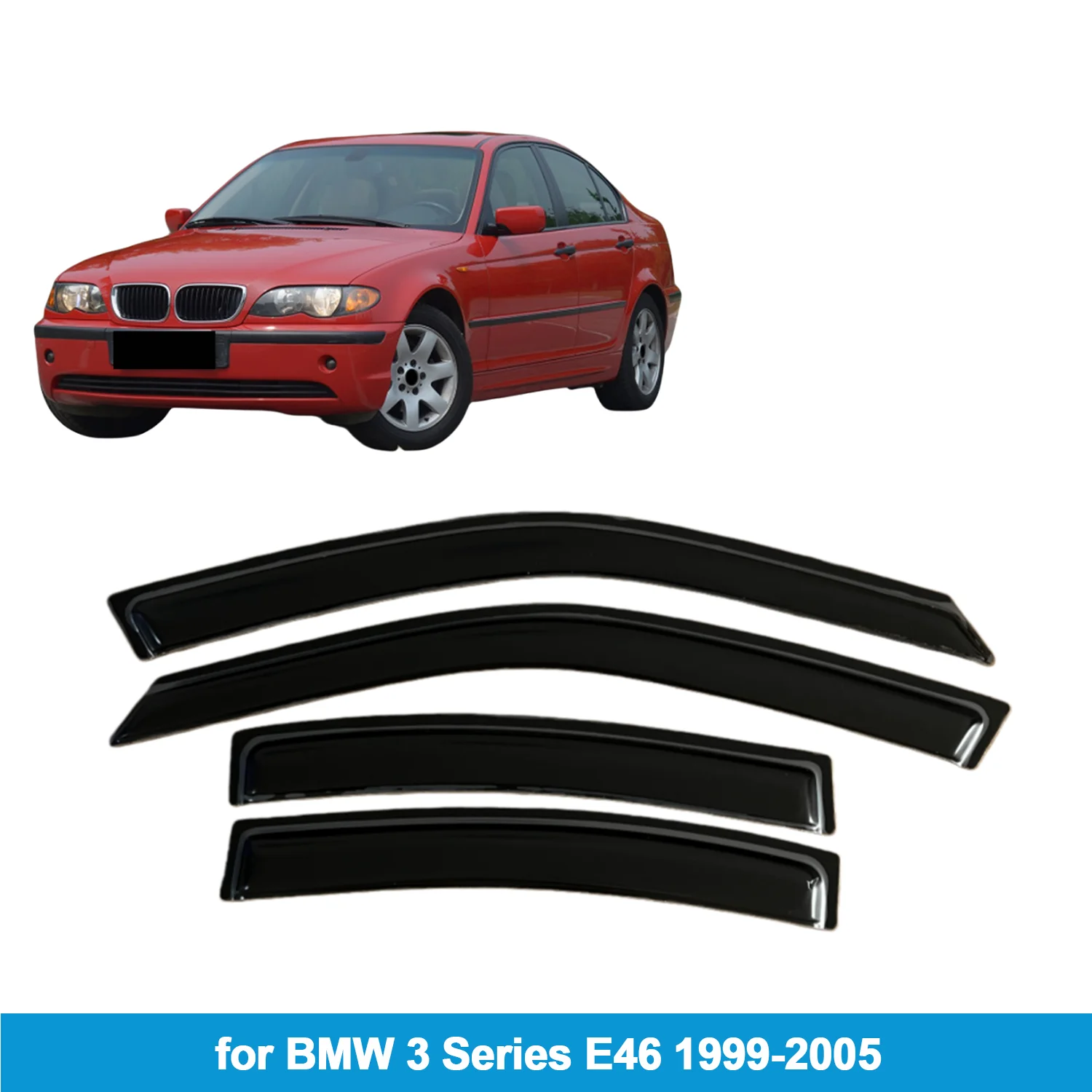 

Оконный козырек для BMW 3 серии E46 седан 1999-2005, защита от дождя, боковой дефлектор, защита от атмосферных воздействий, лента для наружного крепления