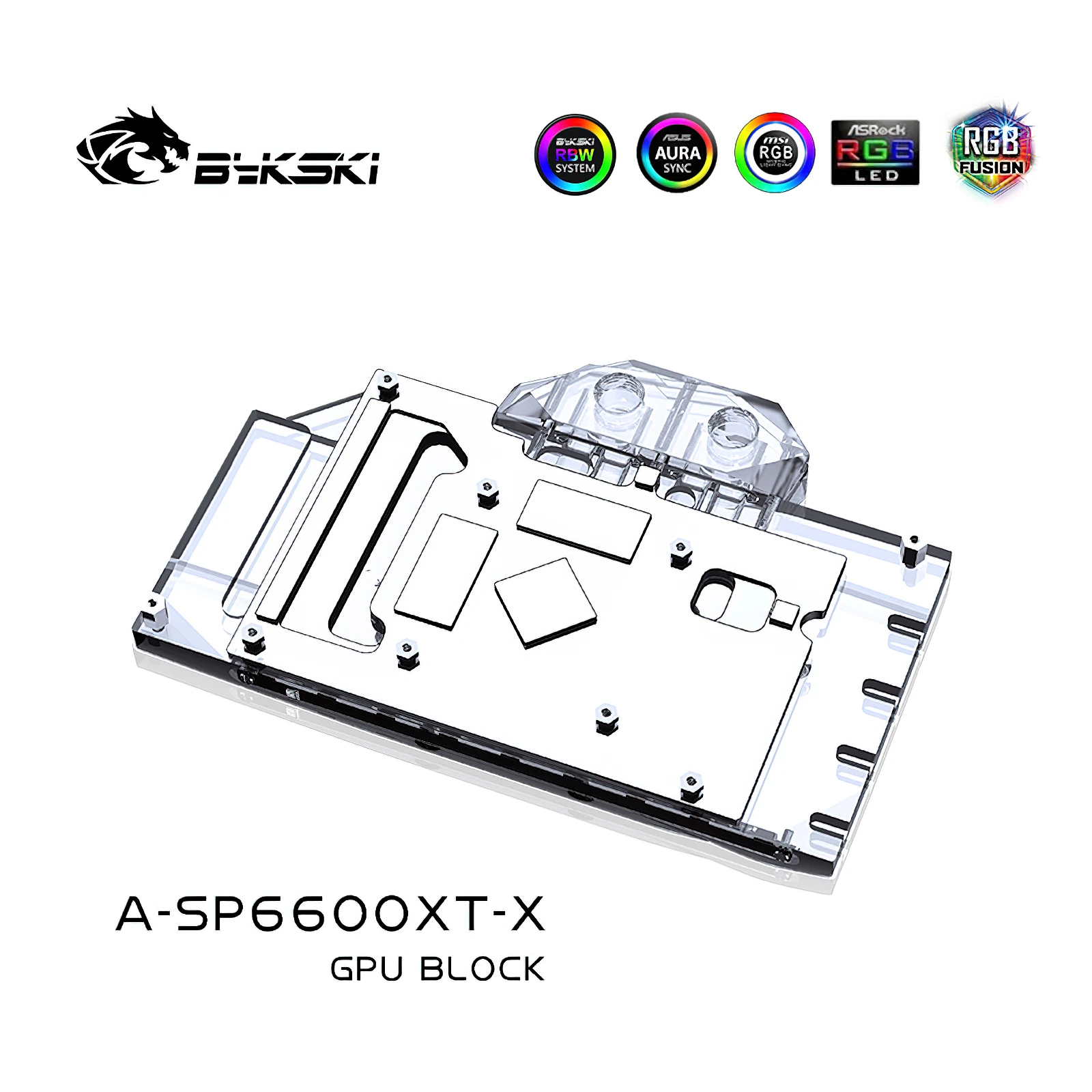 Bykski GPU Water Cooling RGB Block w/ Backplate for Sapphire 6600XT Nitro+ A-SP6600XT-X