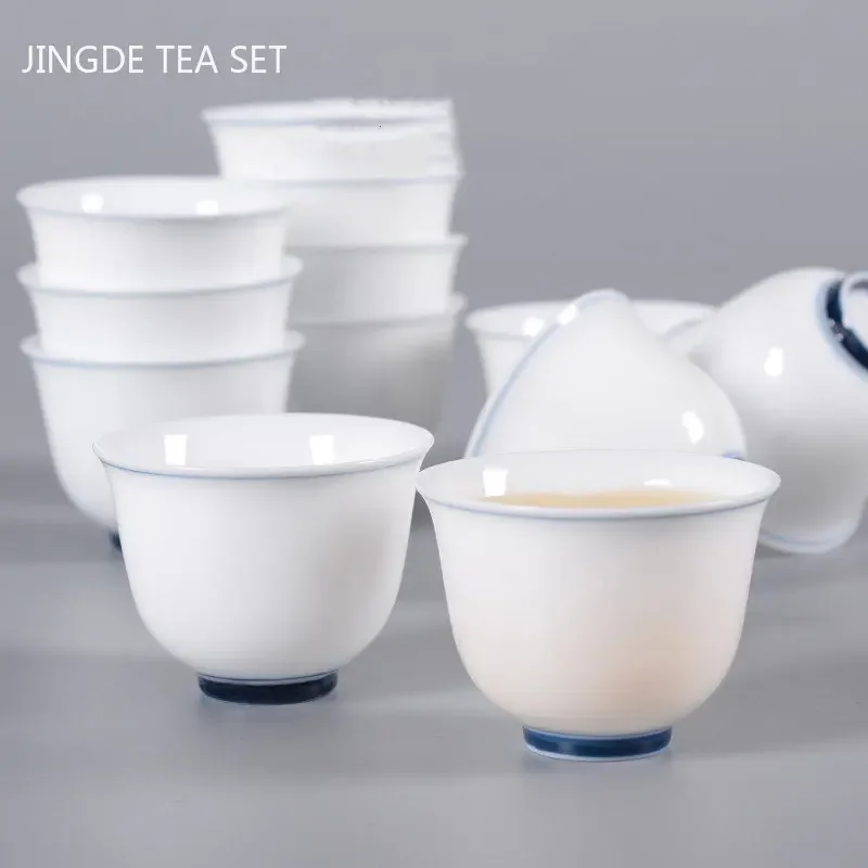 30ml Chinese Ceramic Tea Cups Portable Small Tea Bowl White Porcelain Teacup Tradition Tea Set Accessories Household Drinkware