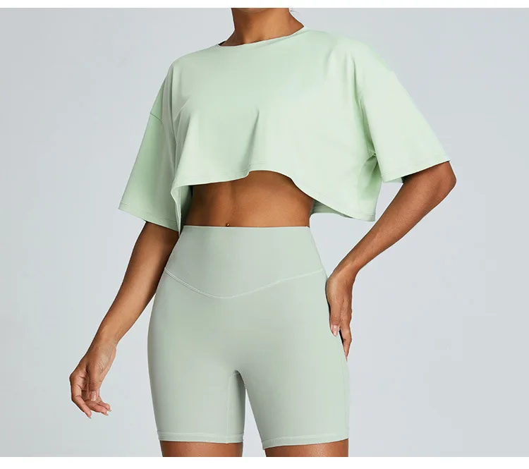 

SHINBENE Breathable Quick-drying Yoga Clothes Women's Loose Running Casual Fitness Tops Sports Short-sleeved T-shirt