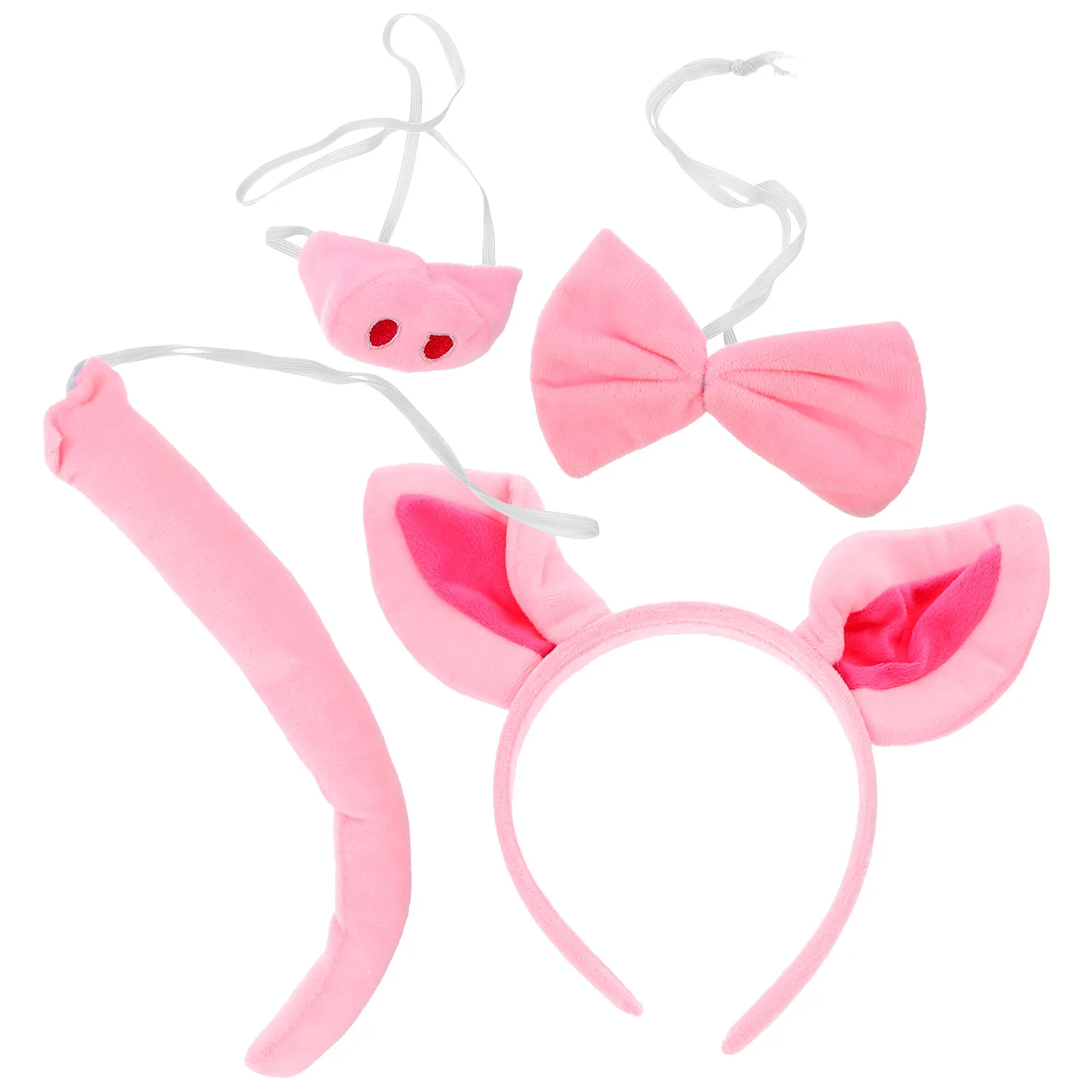 

4PCS Kids Cartoon Costume Suit Ear Tails Pink Pig Nose Set PP Cotton Boys Girls Party Cosplay Halloween Christmas Photo