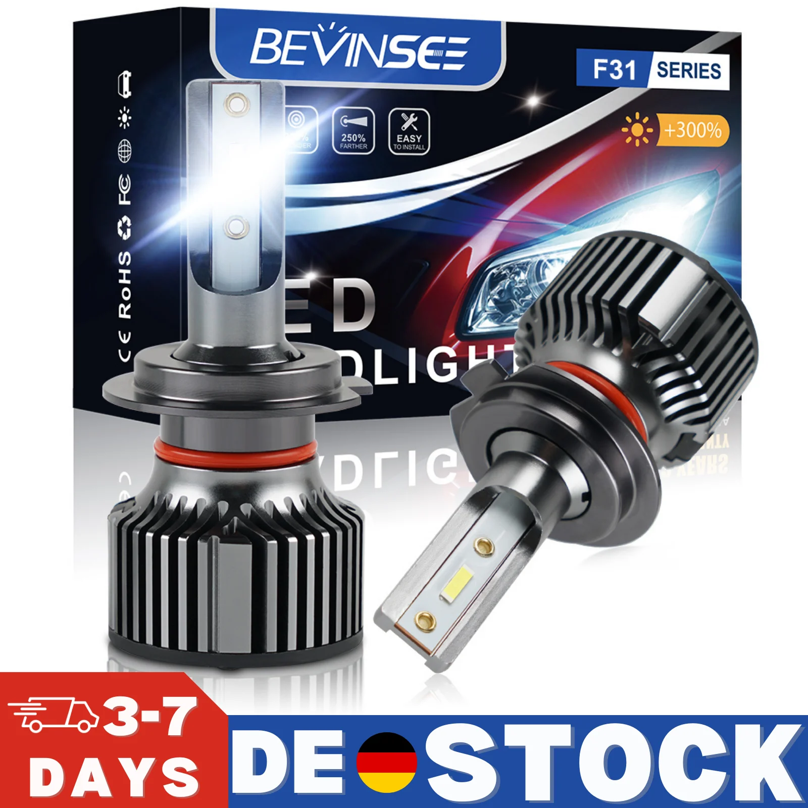 BEVINSEE H7 H11 LED Headlight Bulb 9007 HB5 Hi-Lo Beam HB3 9005 HB4 9006 9012 880 881 DRL LED Fog Lamp Auto Headlamp 6000K 12V