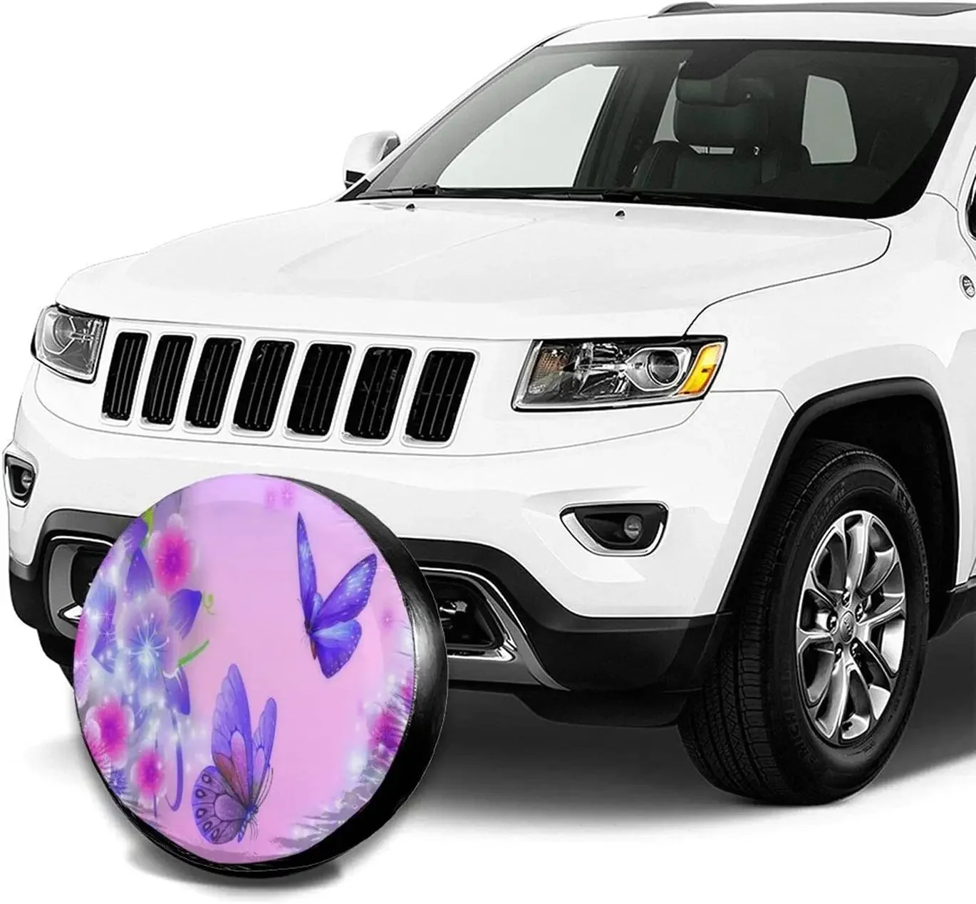 Delumie Purple Butterflies and Flowers Cool Spare tire Covers Wheel Protectors Weatherproof Universal for Trailer Rv SUV Truck C