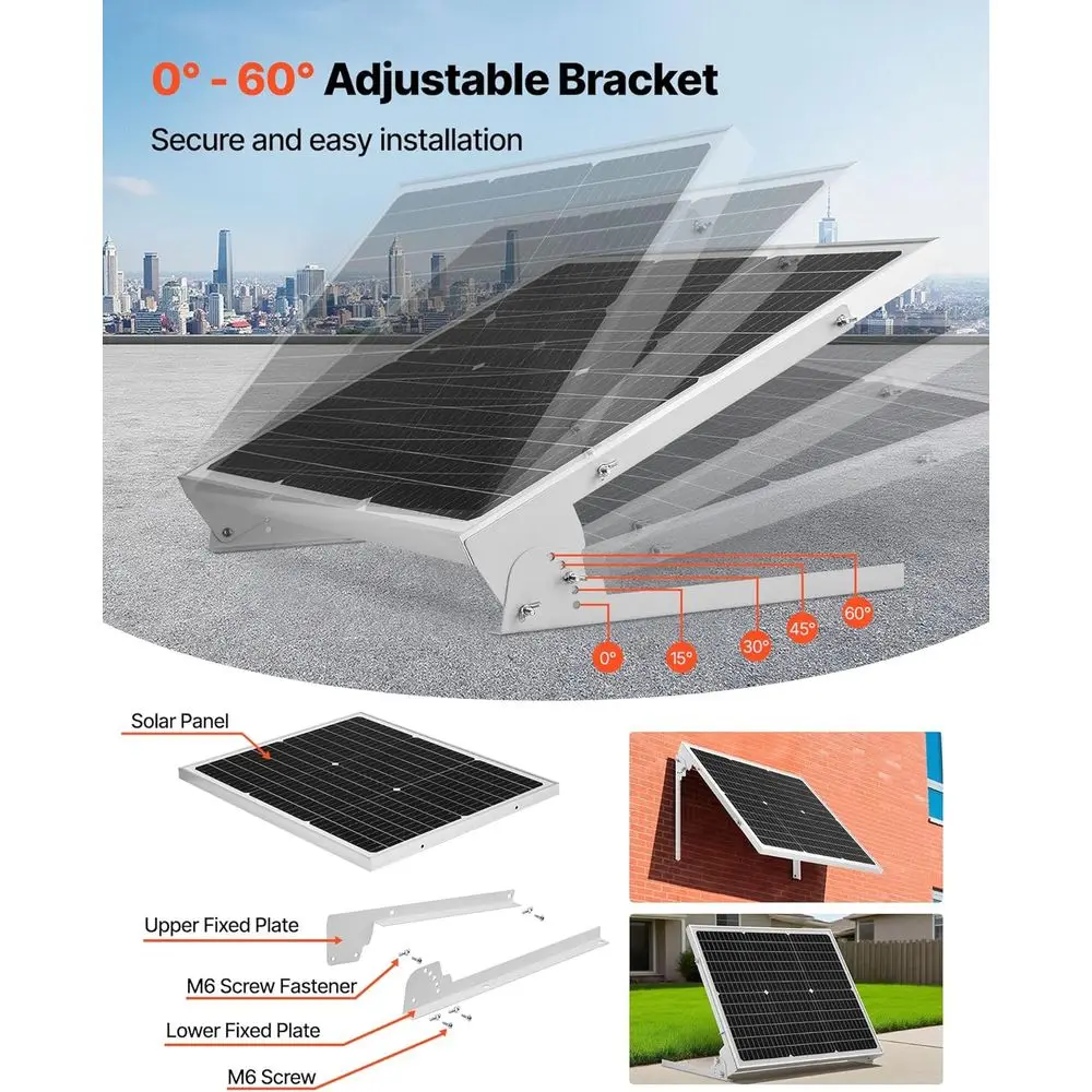 50W 12V Solar Battery Trickle Charger Maintainer, Mono Solar Panel Battery Charger with Upgraded MPPT Controller & Adjustable Mo view 6