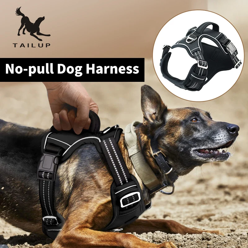 TAILUP No Pull Adjustable Pet Dog Harness  No Choke Easy Control Handle Reflective Pet Harness Vest For Large Medium Dogs  Train