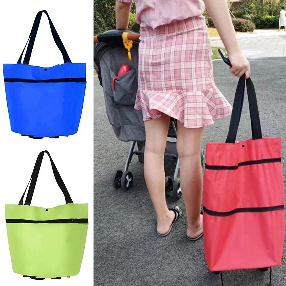 

Woman Pull Cart Portable Shopping Food Organizer Trolley Bag on Wheels Bags Folding Shopping Bags Buy Vegetables Bag Tug Package