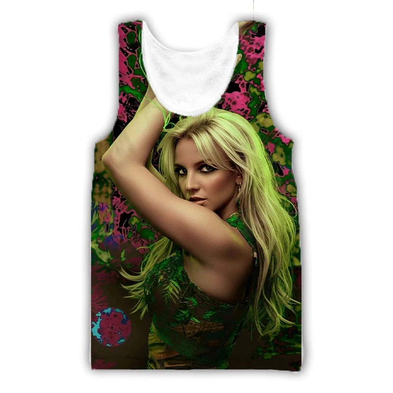 Pop Singer Britney Spears 3D Print Tank Tops Men Women Oversized Fitness Gym Vest Harajuku Casual Sleeveless TShirt Men Clothing