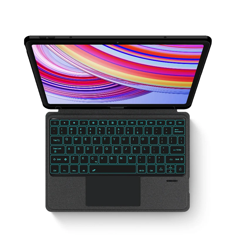 Ajauyu backlight teclado mágico para xiaomi redmi pad pro 12.1 polegada folio caso inteligente português espanhol árabe teclado capa