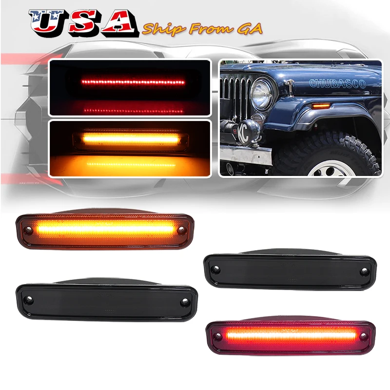 LED Side Marker Lights for 1973-1980 C/K Truck C10 C20 C30 K10 K20 K30 | For C15 C25 C35 K15 K25 K35 C1500 C2500 C3500 K1500 K2500 K3500 Pickup Truck 1973-1980, Clear Lens