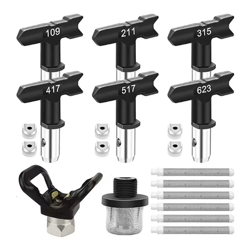 ABNO-14 Pieces Airless Paint Sprayer Tips Set,Reversible Nozzle Tips ,Filter, Inlet Strainer And Nozzle Tip Guards
