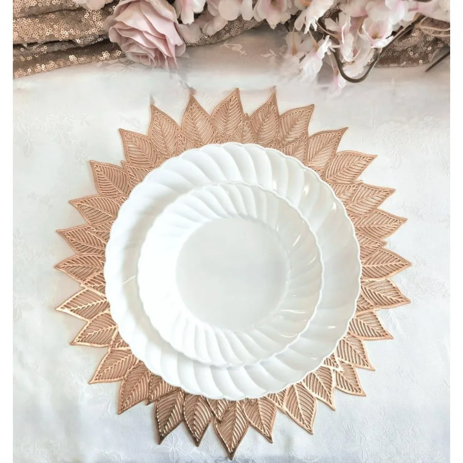 40 قطعة من المفارش المعدنية المصنوعة من الفينيل المضغوط لمناسبات الزفاف وطاولة الطعام وديكور مركزي أنيق من Dhalia Matt Rose #6