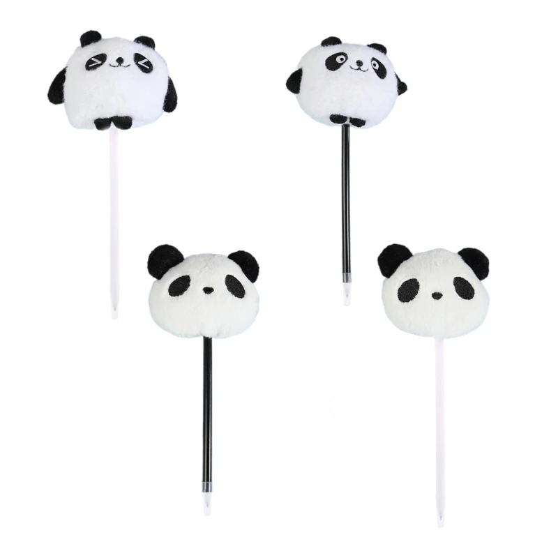 6Pieces Plush Panda Ballpoint Pen Funny Writing Pen Smooth to Write Christmas Stocking Fillers for Student Kid Reward