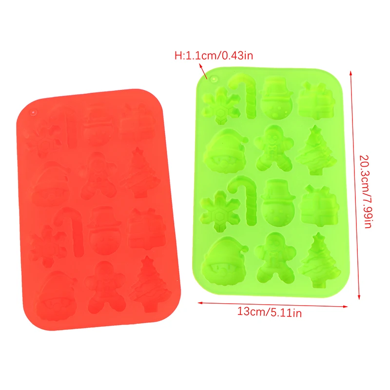 Christmas Theme Silicone Candy Mold Chocolate Cookie Baking Tools Trays Xmas Trees Gingerbread Man Gift Mold Cake Decoration