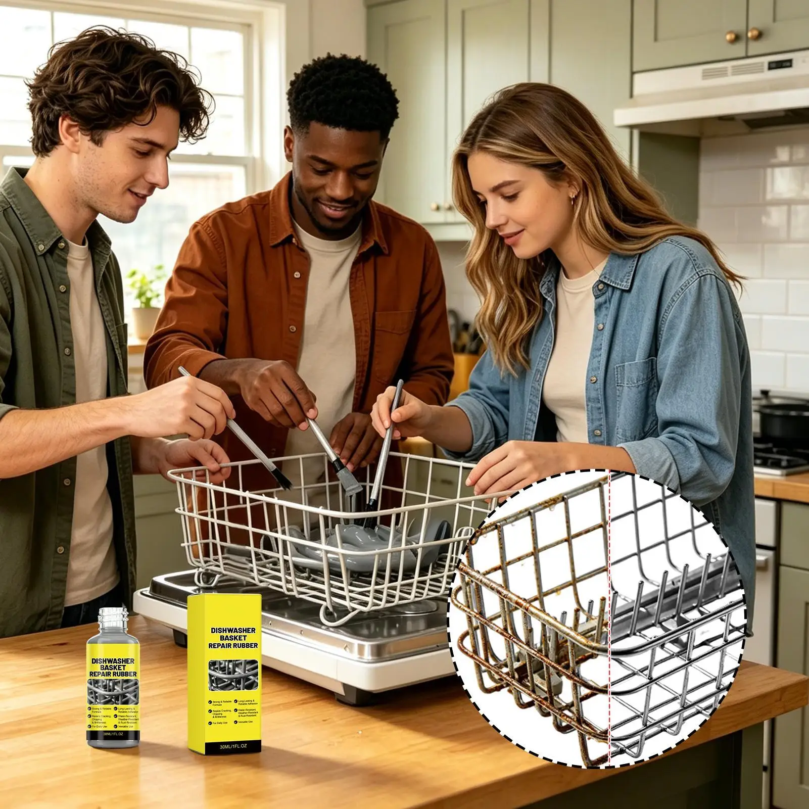 30ml Dishwasher Rack Repair Appliance Basket Touchup Restorer Paint for Home Kitchen Countertop Restaurant Dining Room Cleaning