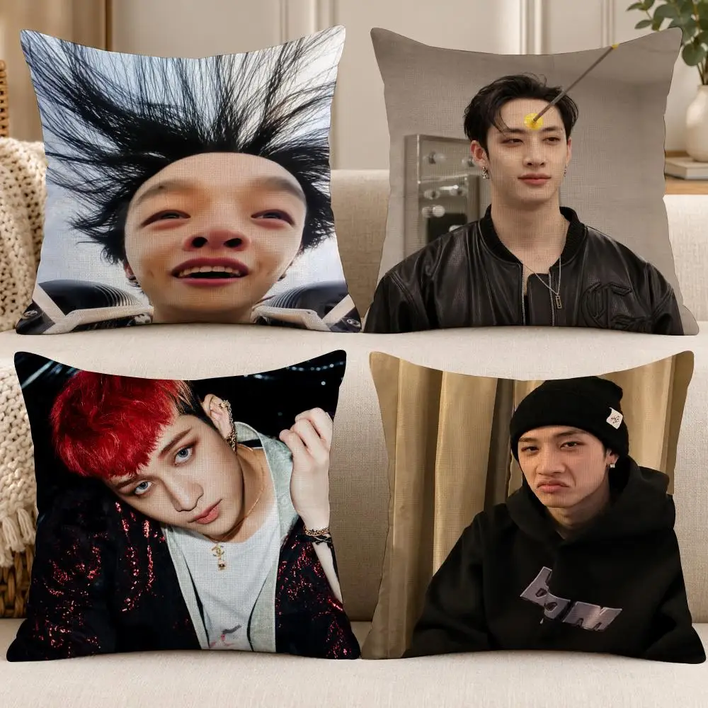 Singer Kpop B-Bang Chan Stray Kids Cushion Cover Soft Short Cover Washable Sofa Bed Dorm Garden Home Office Chair Decor