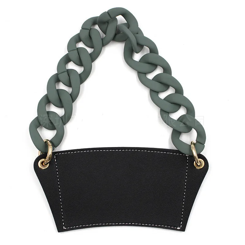 Portabicchieri portatile a catena da 350ml appeso tazza portatile tazza di carta custodia in pelle borsa da tè per bevande al latte