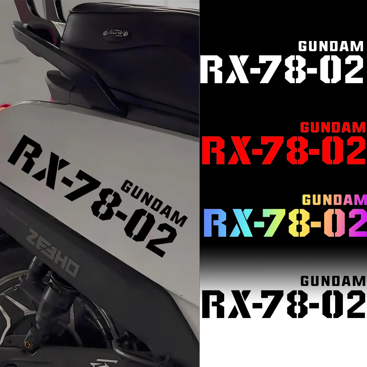 RX-78-02 Reflective Motorcycle Stickers ZEEHO Models Engraved Artwork Night Safety Design Stickers Bike Helmet Waterproof Decals