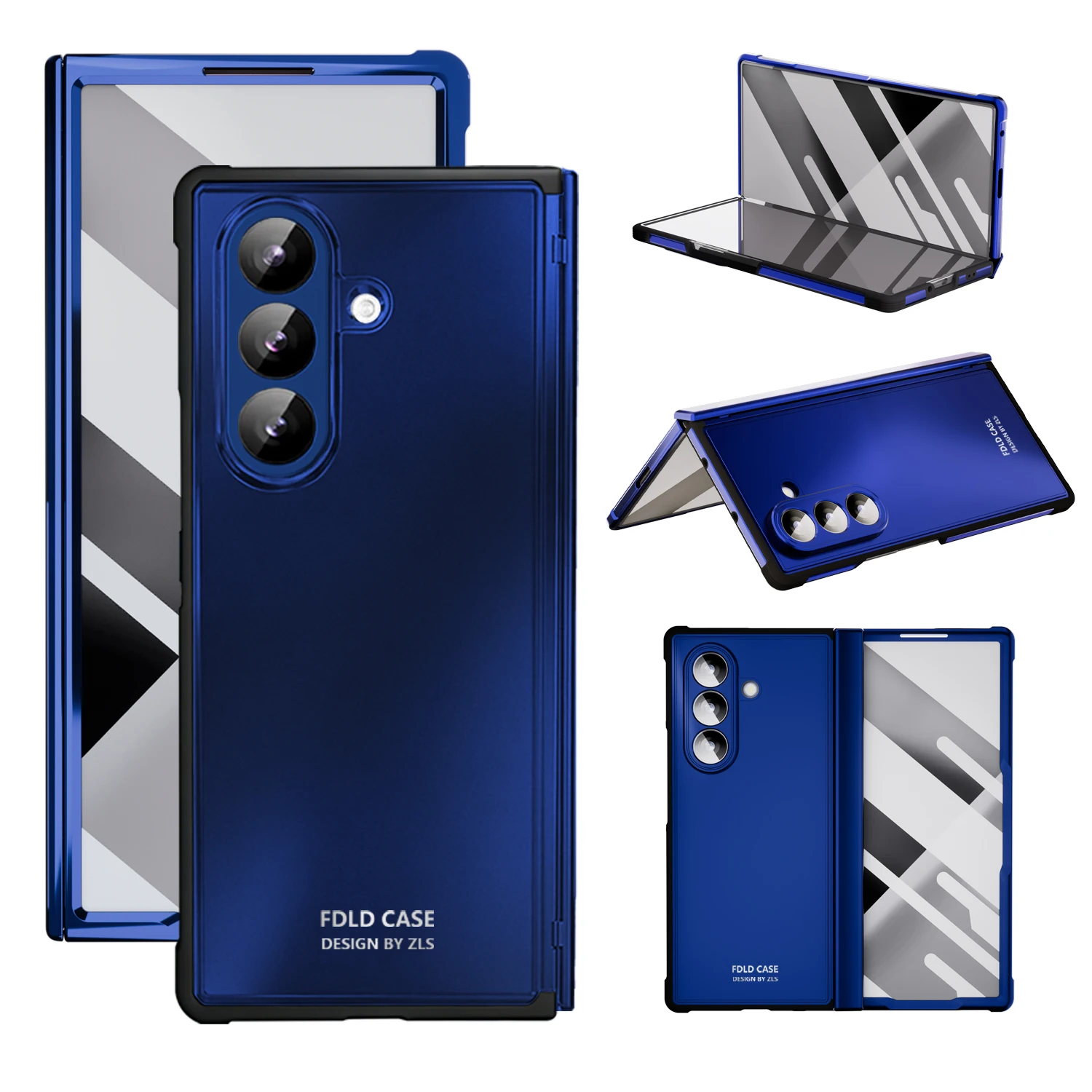 Glass Film For Samsung Galaxy Z Fold 8 7 6 5 4 3 Case Hinge Plating Shockproof Armor Rugged Dual Layer Silicon PC Folding Cover