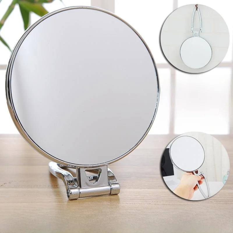 

High Defn Portable Folding eup Mirror for Master Bedroom Desktop eup Desk Wall Hanging Handle Mirror Comb Included