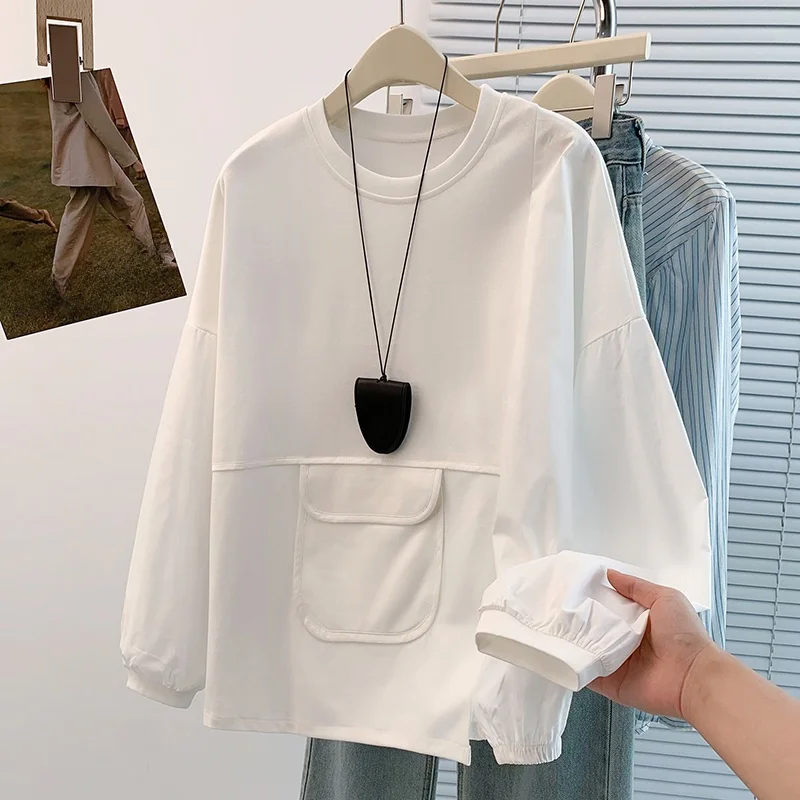 فضفاض عادية طويلة Sve البلوز تي شيرت المرأة الخريف جديد Sle حجم كبير تنوعا Age-Defng الجولة Ne البلوز #3