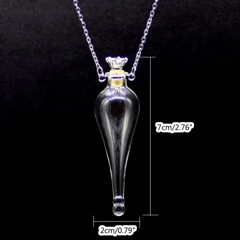 New Glaze Vial Necklace Openable Water Drop Heart Bottle Pendant Steel Chain Necklace Oil Diffuser Vial Jewelry